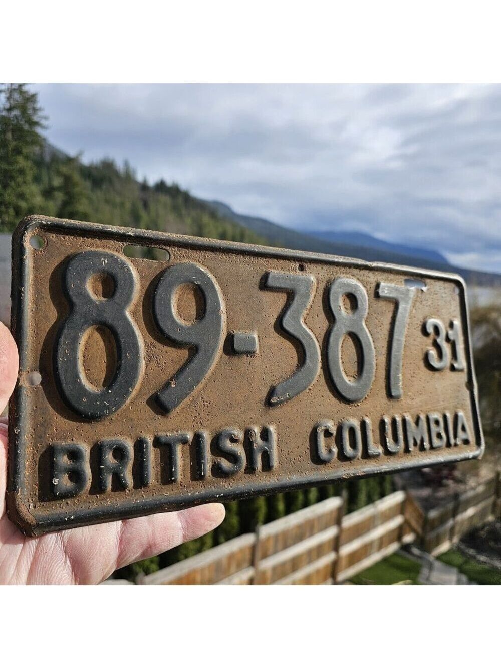 1931 British Columbia BC Canada License Plate Nice Rare Collector's Piece
